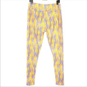Lularoe Yellow Blue Leggings  Tall and Curvy OS
